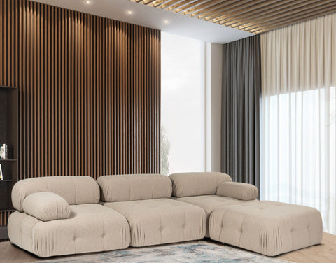 Doblo – Peach L Shape Corner Sofa | Designer Sectional for Living Room