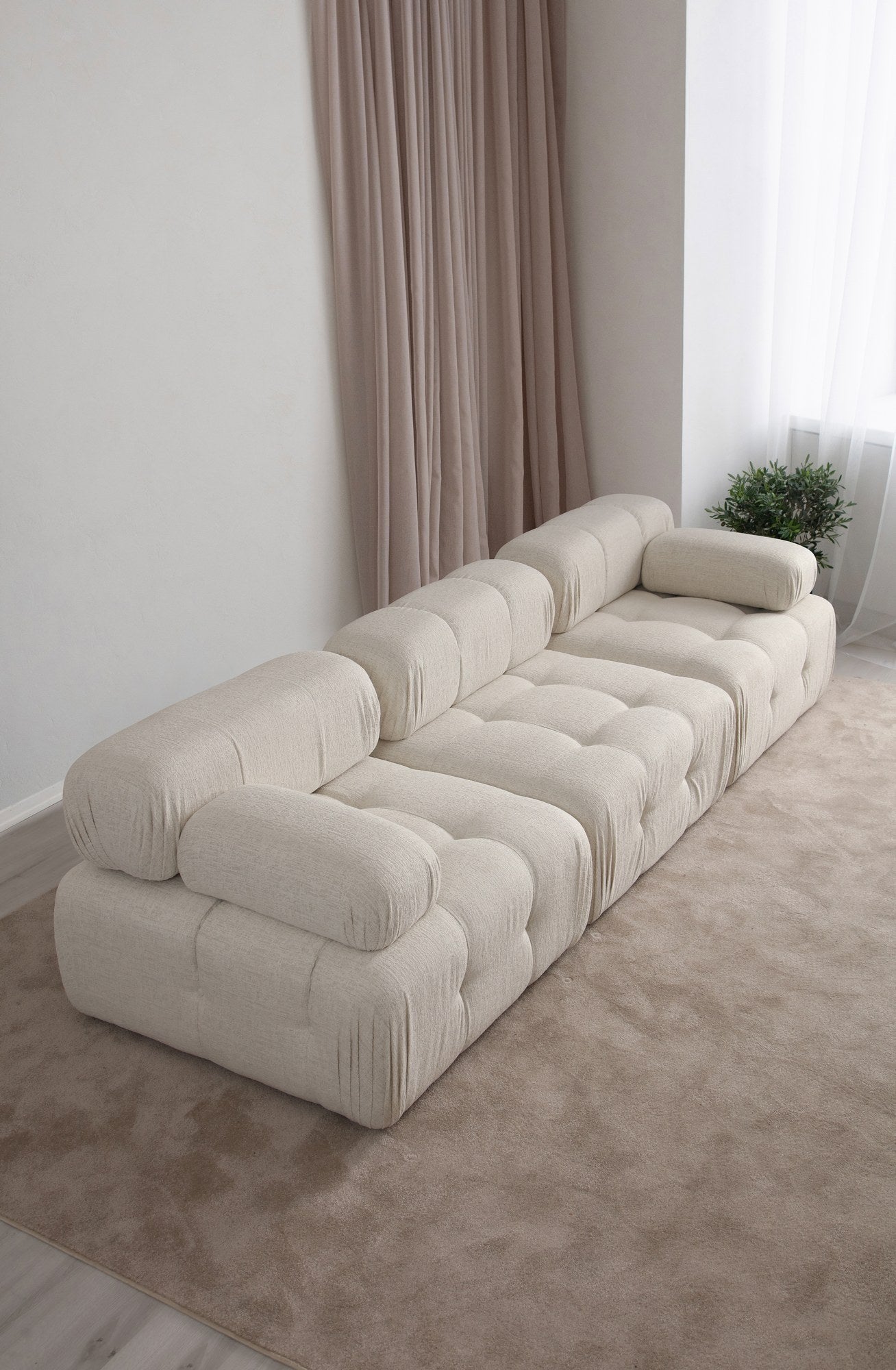 Doblo  3 Seater Sofa Cream Curly wool| Comfortable designer sofa