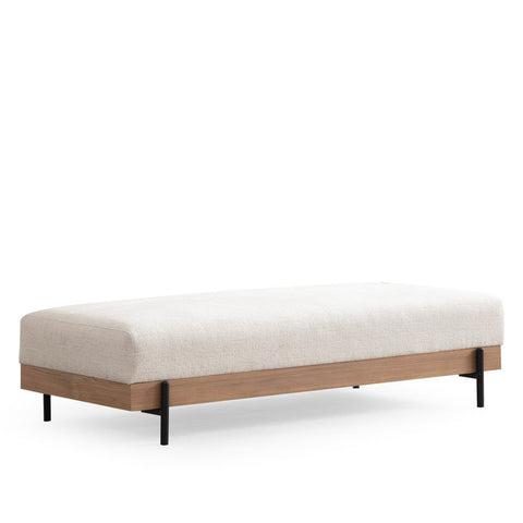 Eti Oak and White Pouffe – Modern Upholstered Ottoman