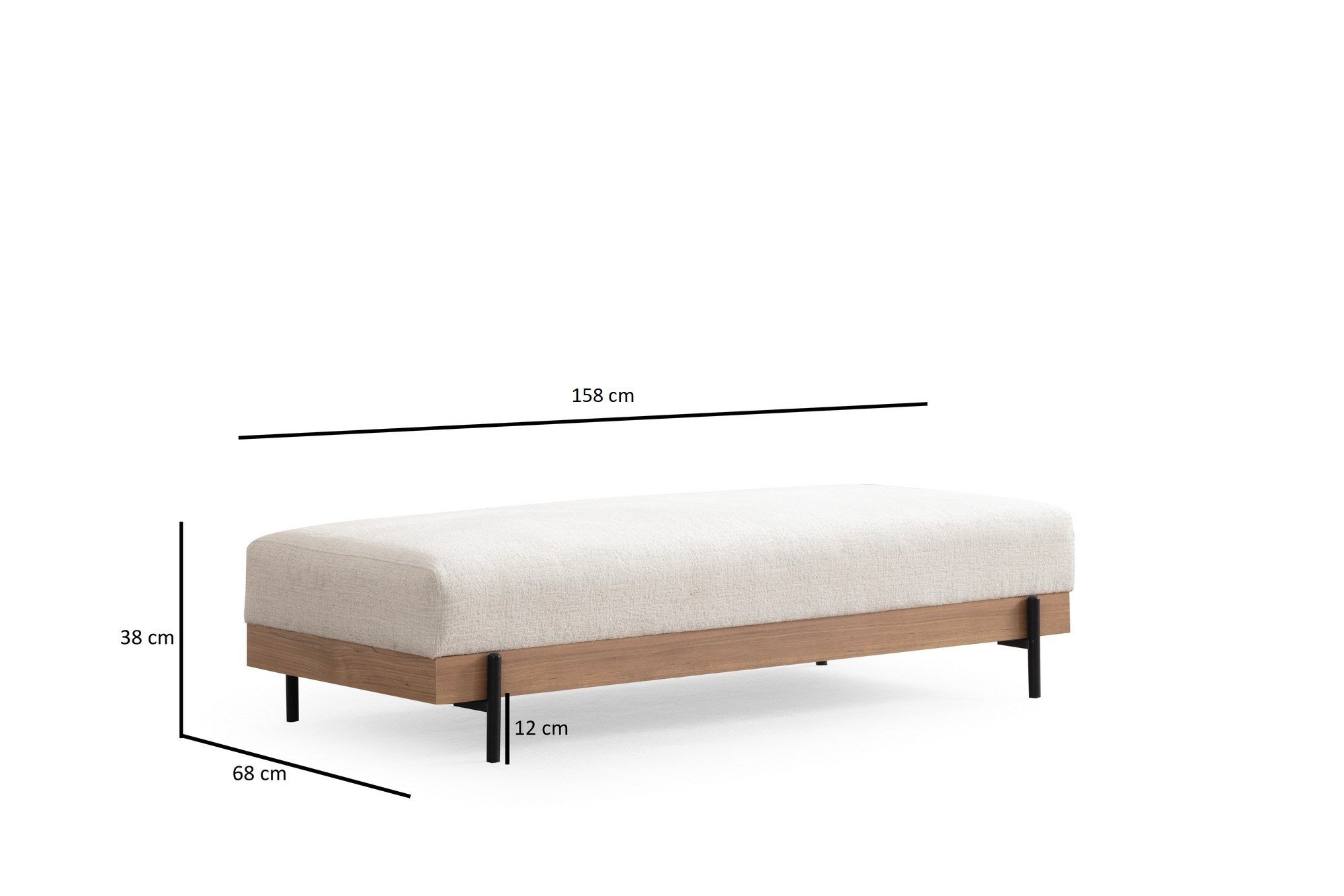 Eti Oak and White Pouffe – Modern Upholstered Ottoman