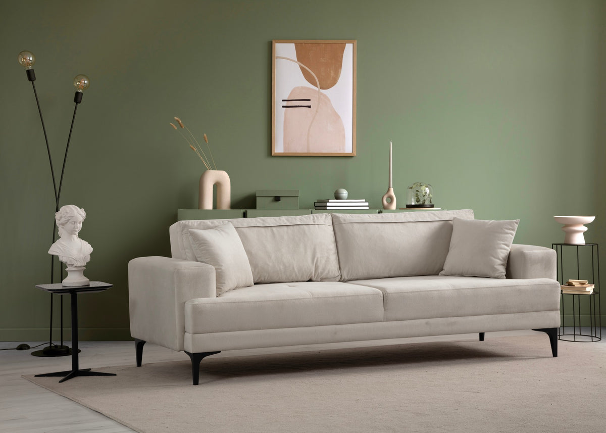 Astana Ecru 3 Seater Sofa Comfortable Modern Couch
