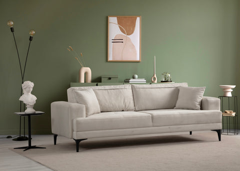 Astana  Ecru 3 Seater Sofa | Comfortable Modern Couch
