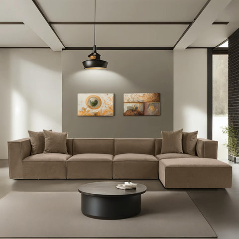 Sora – Brown L Shape Corner Sofa | Designer Sectional for Living Room