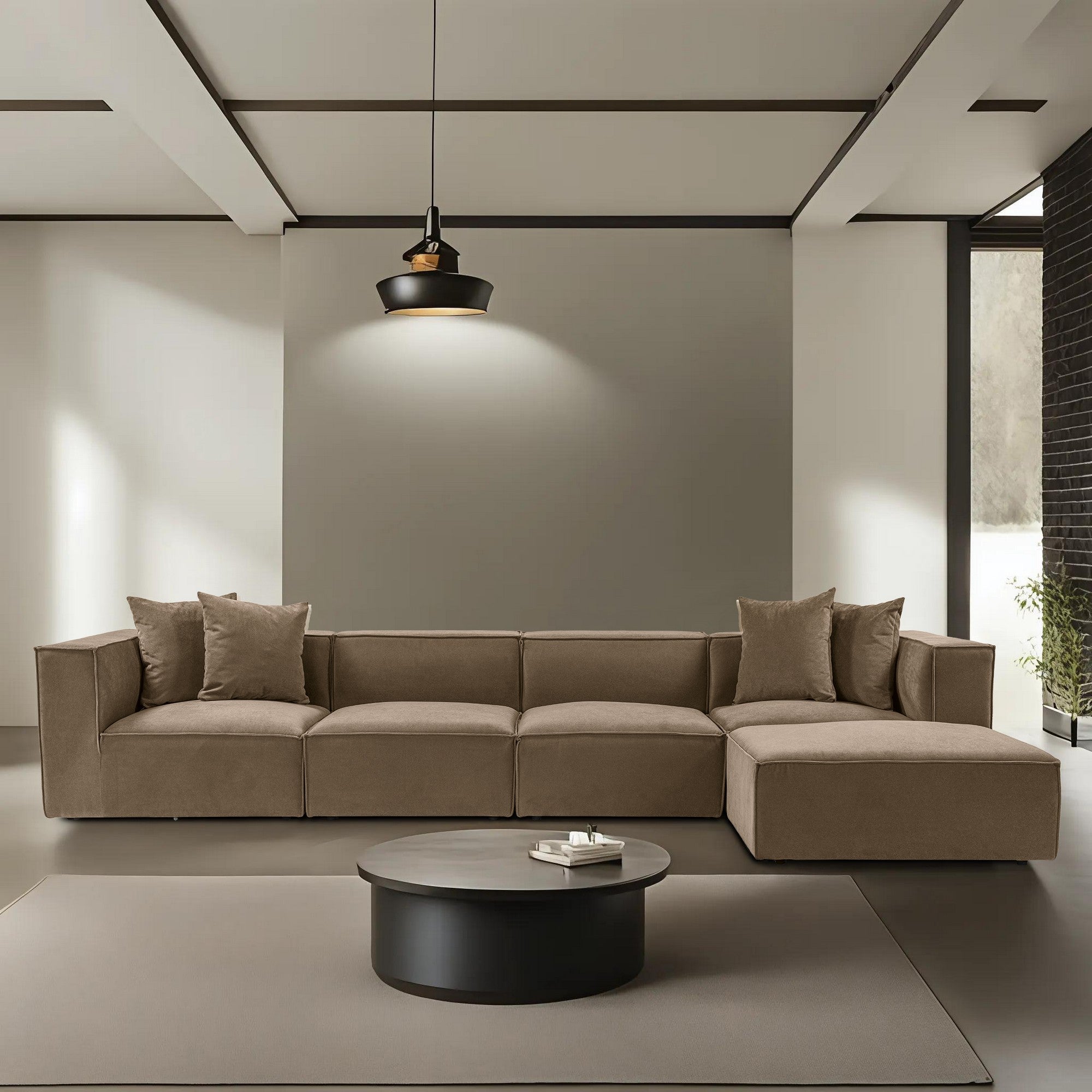Sora – Brown L Shape Corner Sofa | Designer Sectional for Living Room