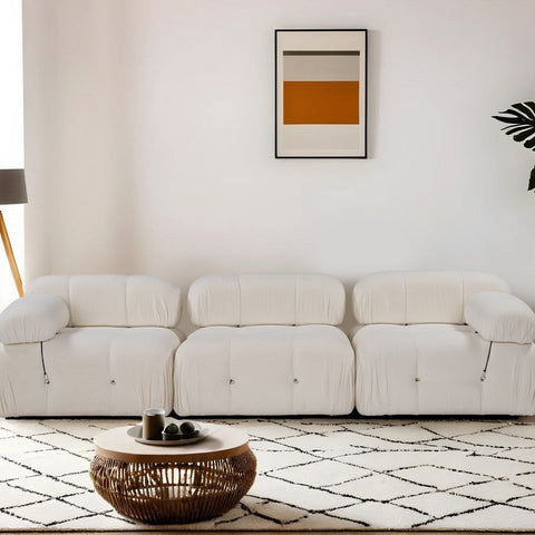 Bubble  3 Seater Sofa White curly wool| Modern Designer sofa