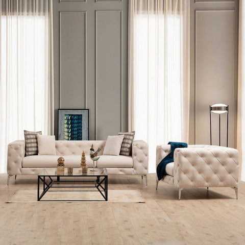 Como  | Ecru Wing Chair – Designer Lounge Armchair
