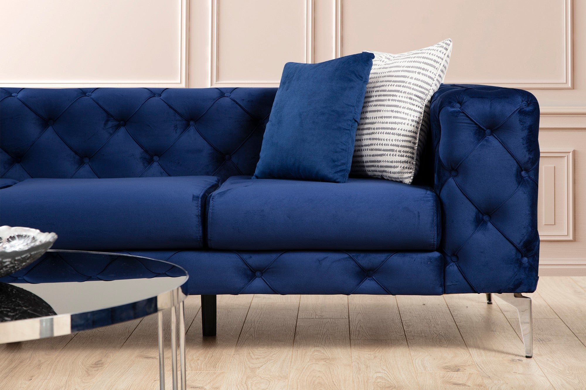 Como Navy Blue 3 Seater Sofa | Comfortable Modern tufted sofa