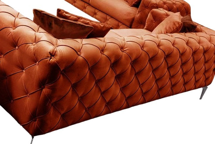 Como Orange 3 Seater Sofa | Comfortable Modern tufted sofa