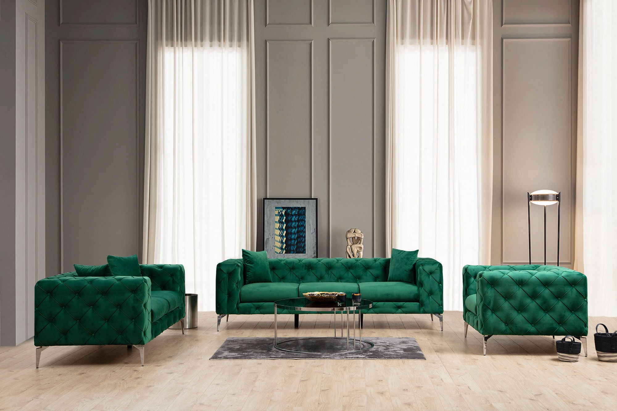 Como – Green 2 Seater Sofa | Compact Modern Couch for Two