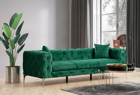 Como Green 3 Seater Sofa | Comfortable Tufted Modern Couch