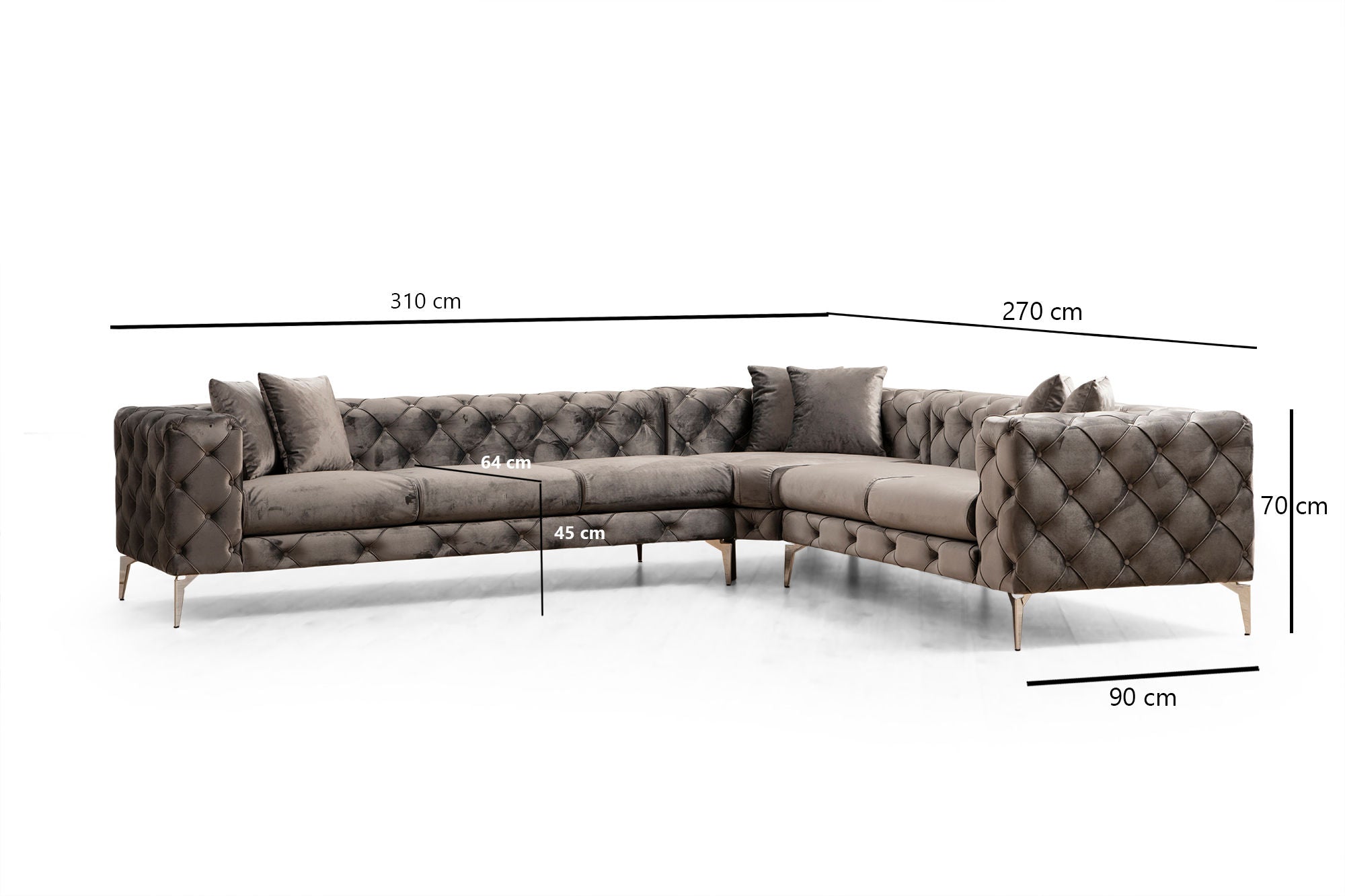 Como – Anthracite L Shape Corner Sofa | Designer Sectional for Living Room