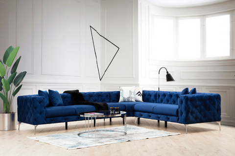 Como – Navy Blue L Shape Corner Sofa | Designer Sectional for Living Room
