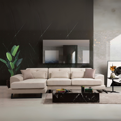 Frido – Ecru L Shape Corner Sofa | Designer Sectional for Living Room