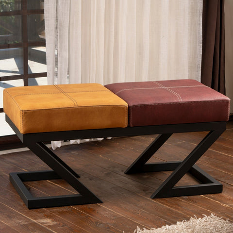 Brda - Mustard Claret Red Pouffe – Modern Upholstered Ottoman