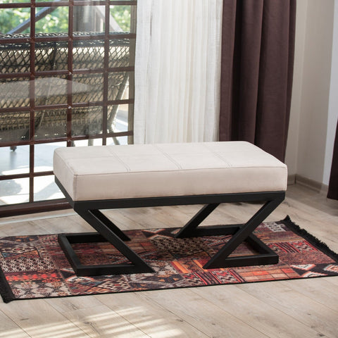 Abay - Beige Pouffe – Modern Upholstered Ottoman