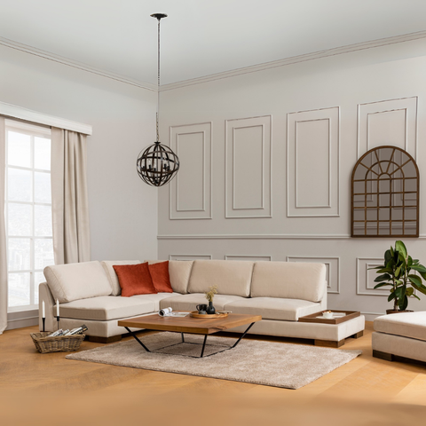 Tulip – Beige L Shape Corner Sofa | Designer Sectional for Living Room