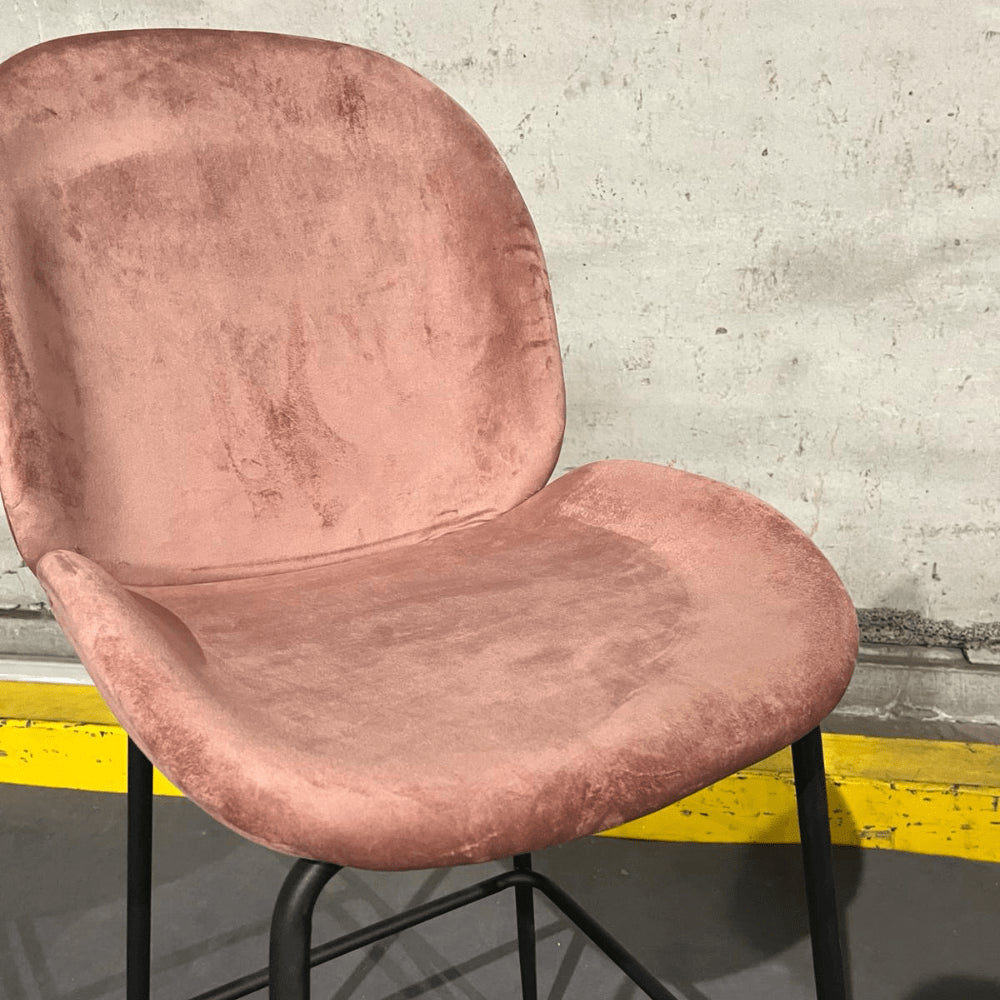 Set van 4 Bella roze fluwelen barkrukken - Outlet