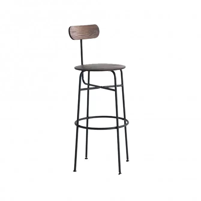 Set of 4 Afteroom stools 75cm Black and walnut - Outlet