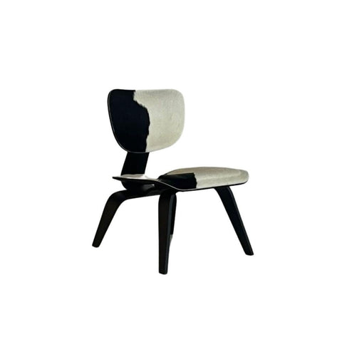 Loak black wood and cow chair - Outlet