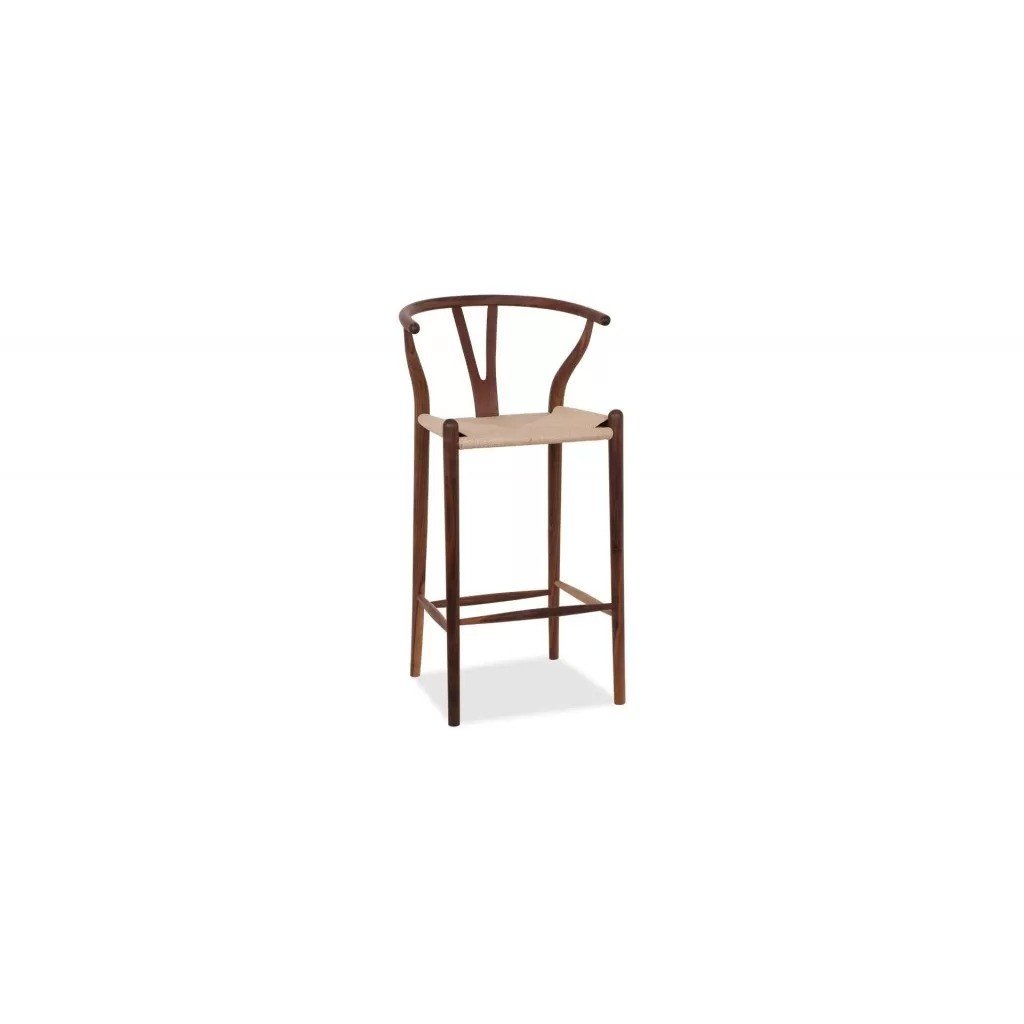 Wishbone Walnut and rattan barstool - Outlet