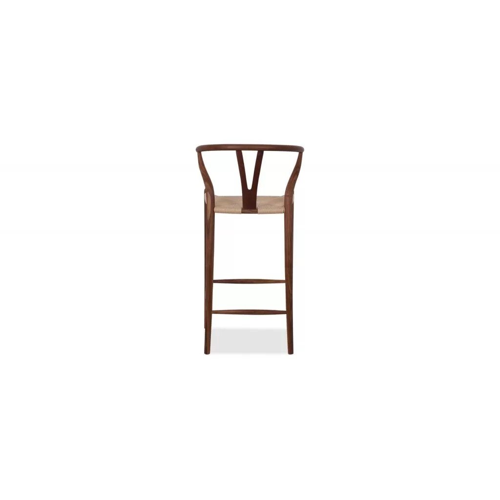 Wishbone Walnut and rattan barstool - Outlet