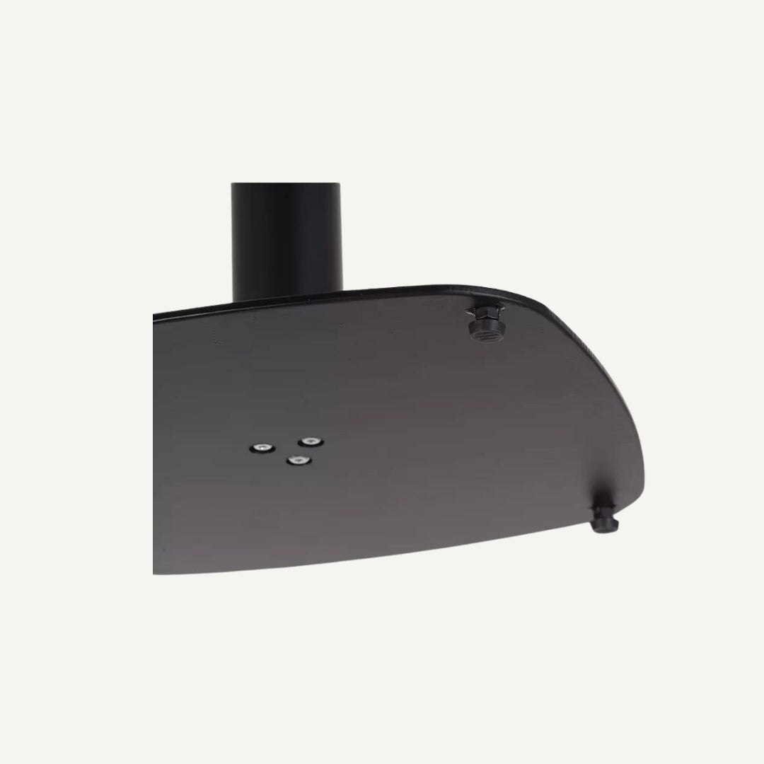 Round square bar table in metal and HPL