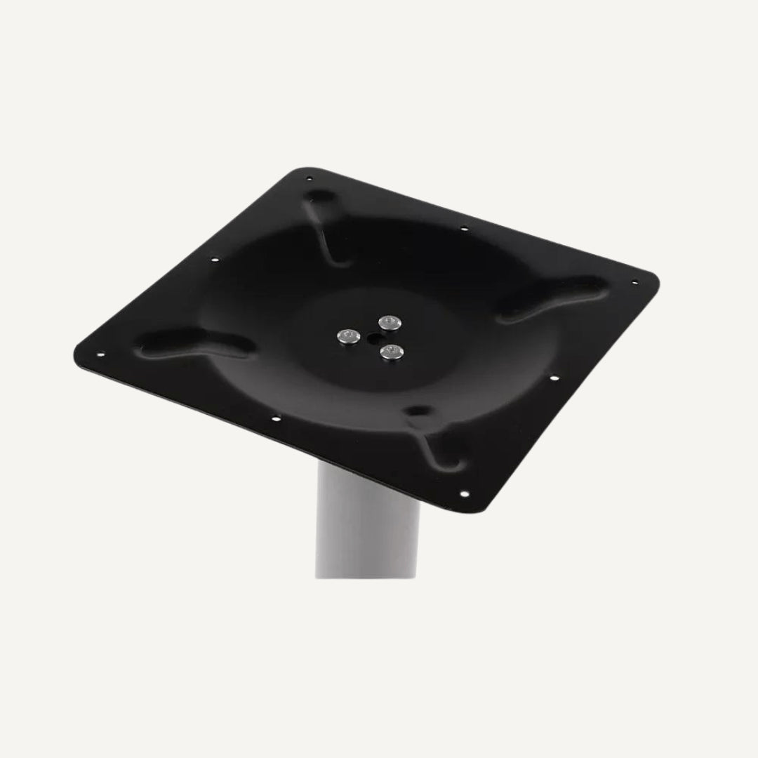 Round square bar table in metal and HPL