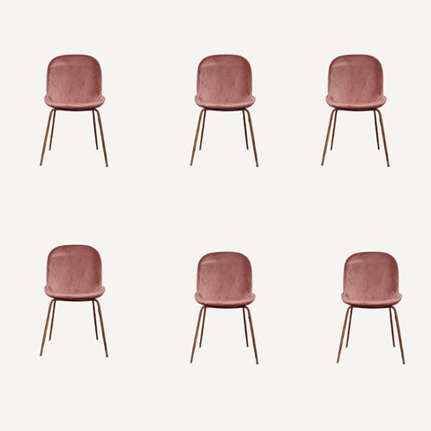Set of 6 Bella pink velvet chairs -Outlet