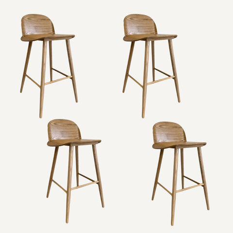 Set of 4 Glavo bar chairs in natural wood 73 cm - Outlet