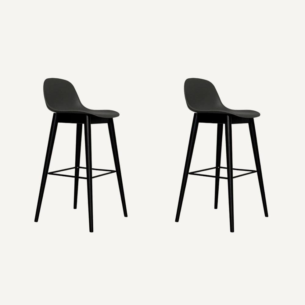 Set of 2 Glavo bar chairs in black wood and grey plastic seat - Outlet