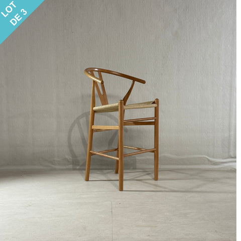 Set of 3 Wishbone bar stools