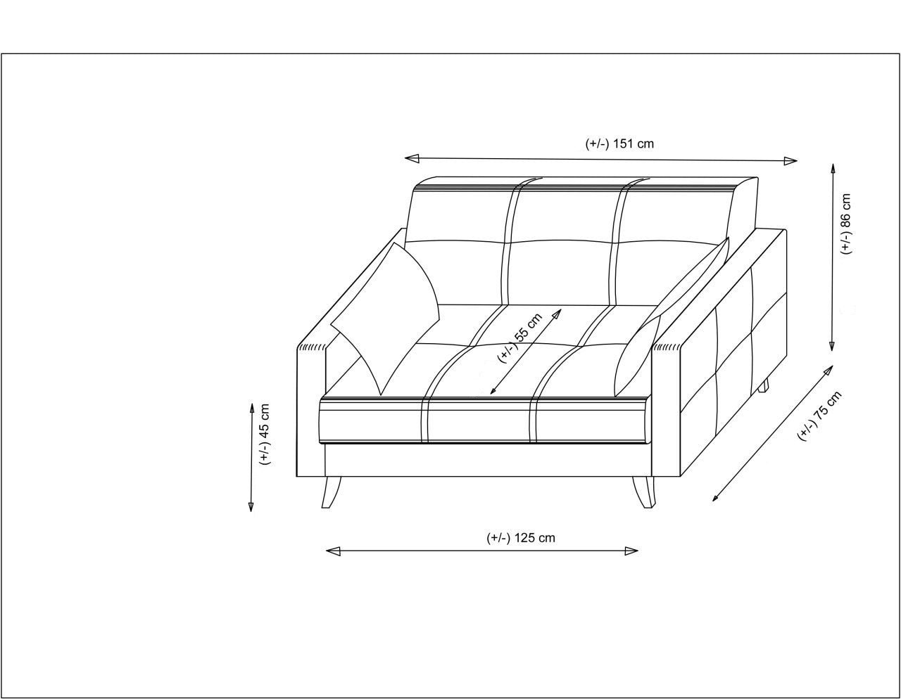 Polya Dark grey Two-Seater Sofa Bed