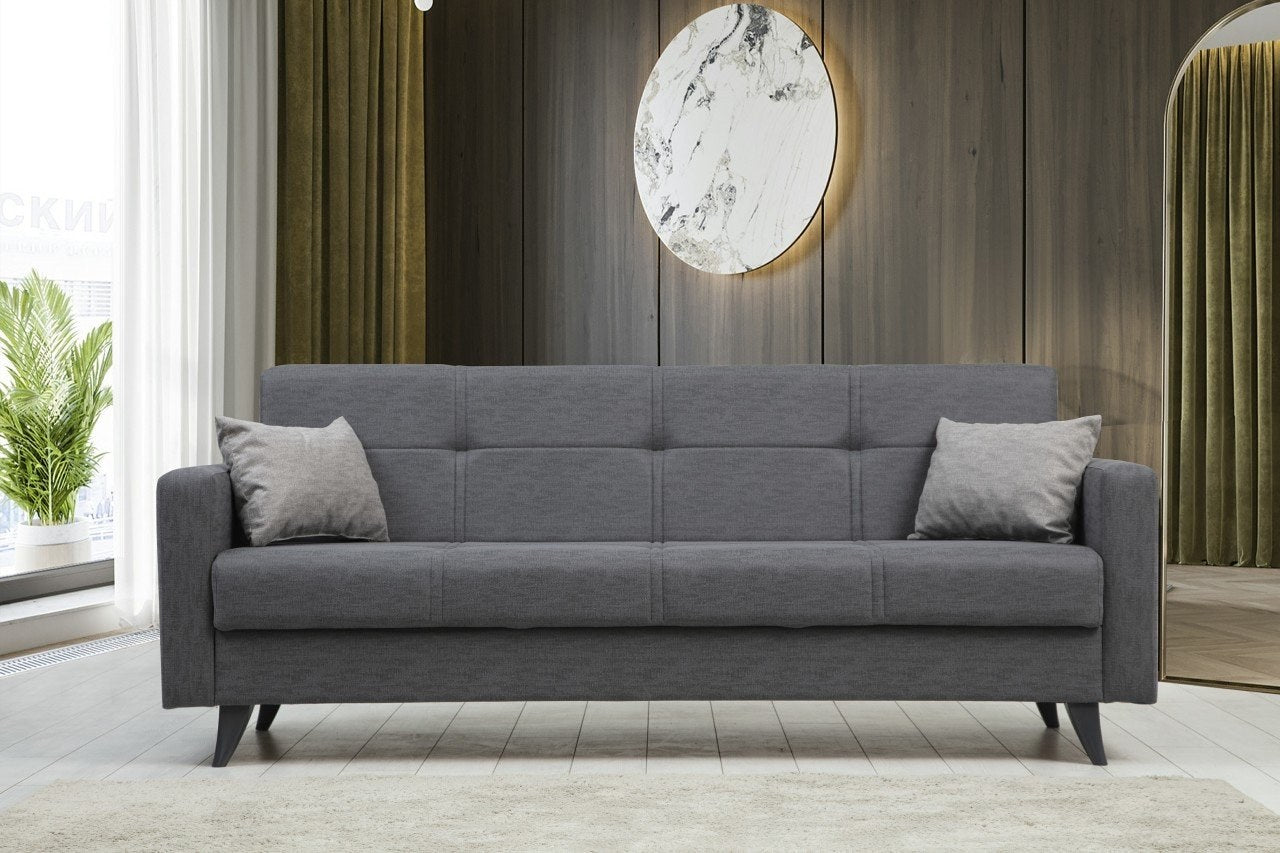Polya - Dark Grey 3-Seater Sofa Bed | Large Pull-Out Couch for Guests