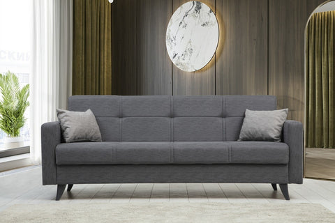 Polya - Dark Grey 3-Seater Sofa Bed | Large Pull-Out Couch for Guests