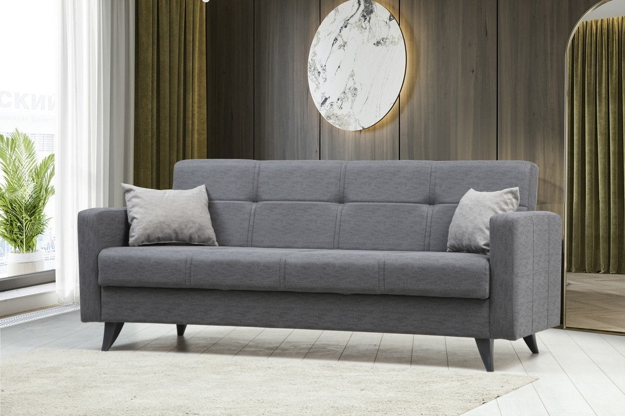 Polya - Dark Grey 3-Seater Sofa Bed | Large Pull-Out Couch for Guests