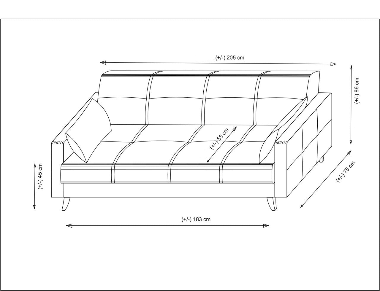 Polya - Dark Grey 3-Seater Sofa Bed | Large Pull-Out Couch for Guests