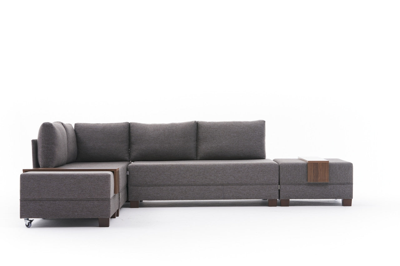 Fly – Brown L Shaped Corner Sofa Bed | Modular Sectional