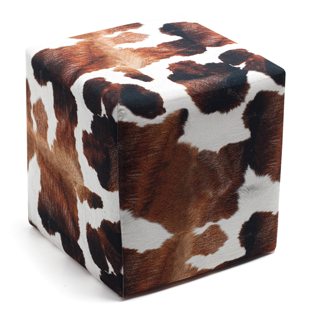 Milky Brown amd White Pouffe Modern Upholstered Ottoman