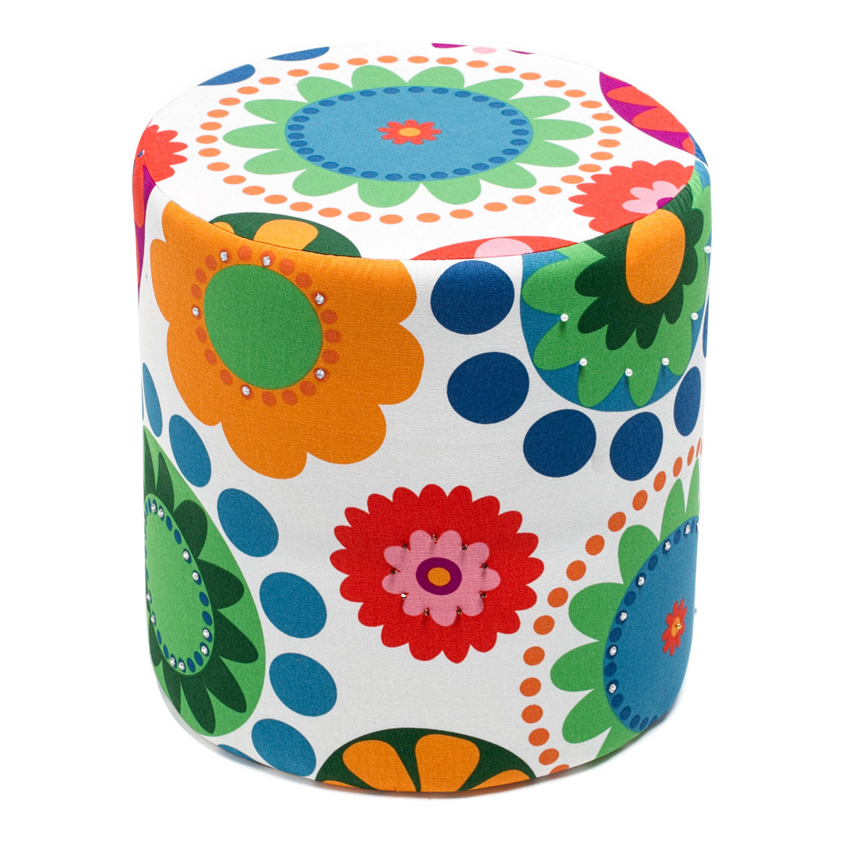 Bahar colored and flowers Pouffe Modern Upholstered Ottoman