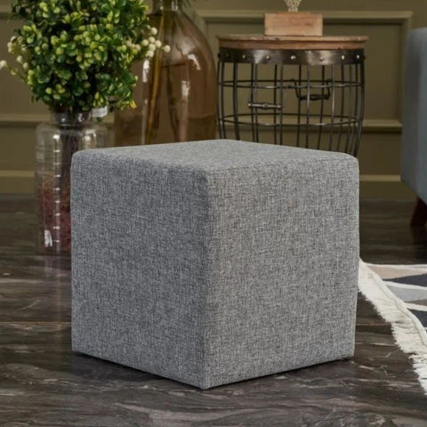 Kare Puf  | Grey Pouffe – Modern Upholstered Ottoman