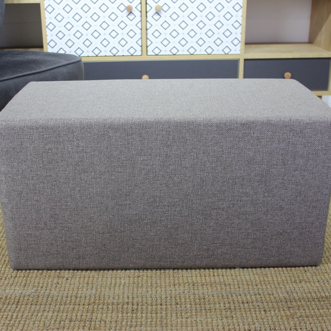 Uzun Puf  | Brown Pouffe – Modern Upholstered Ottoman