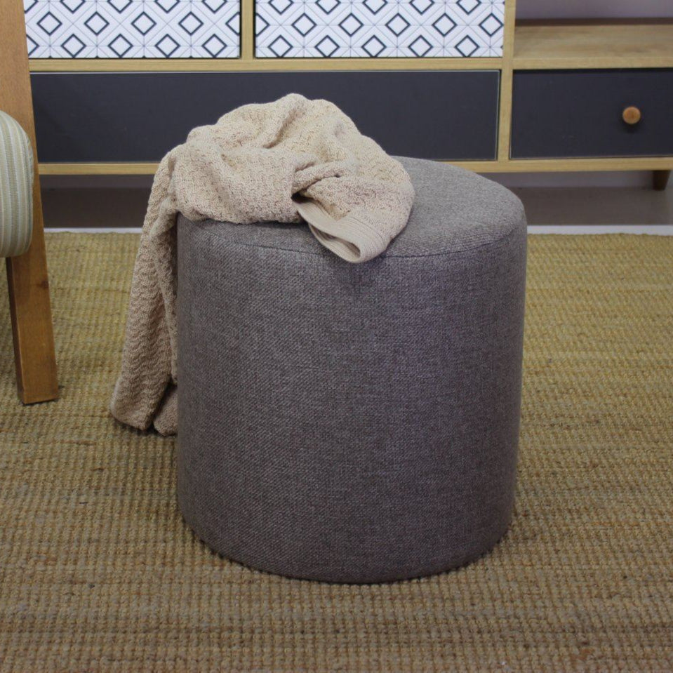 Silindir Puf Brown Pouffe Modern Upholstered Ottoman