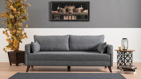 Bella  Grey 3-Seater Sofa Bed - | Large Pull-Out Couch for Guests