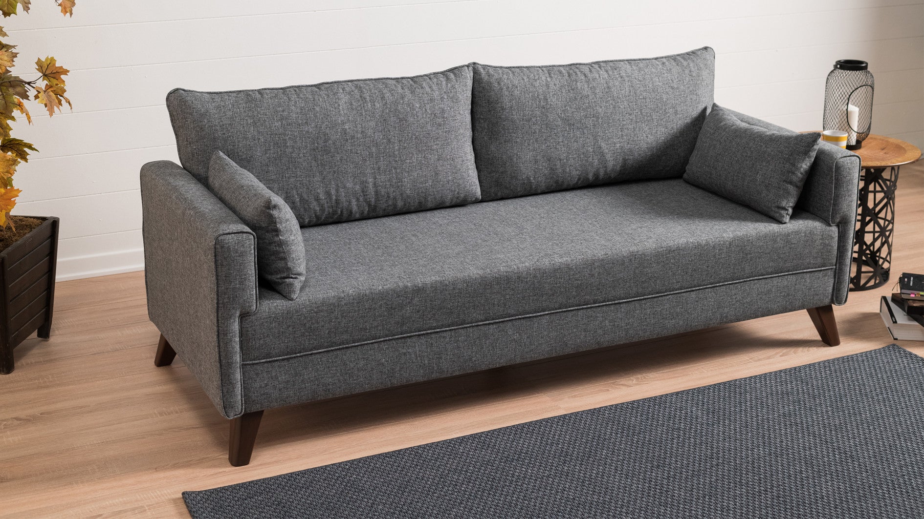 Bella  Grey 3-Seater Sofa Bed - | Large Pull-Out Couch for Guests