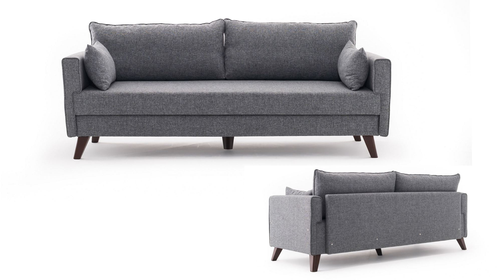 Bella  Grey 3-Seater Sofa Bed - | Large Pull-Out Couch for Guests