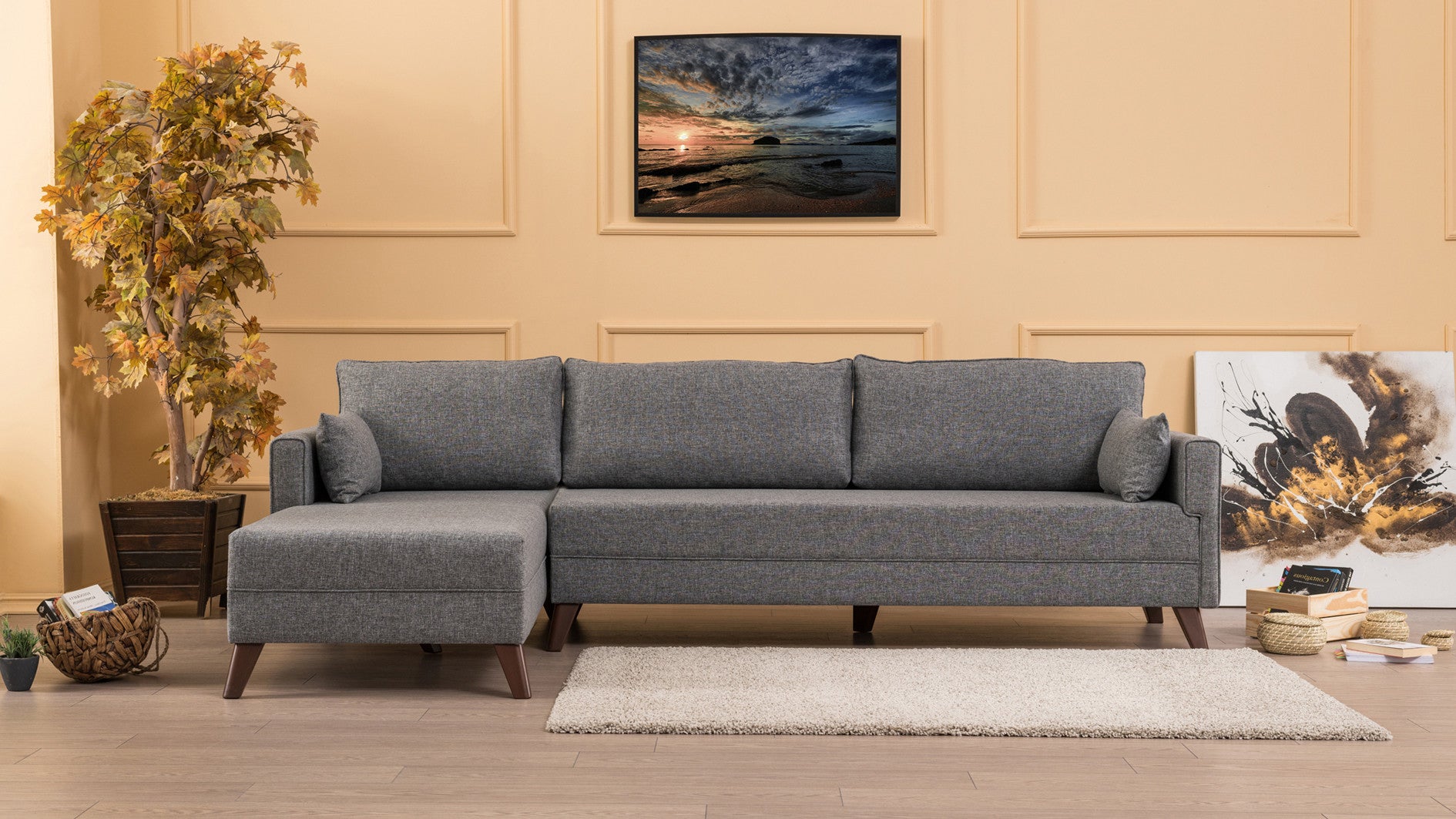 Bella – Grey L Shape Corner Sofa | Designer Sectional for Living Room