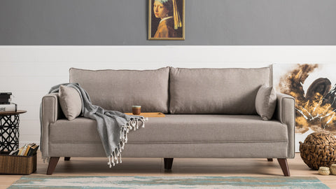 Bella  Cream 3-Seater Sofa Bed - | Large Pull-Out Couch for Guests
