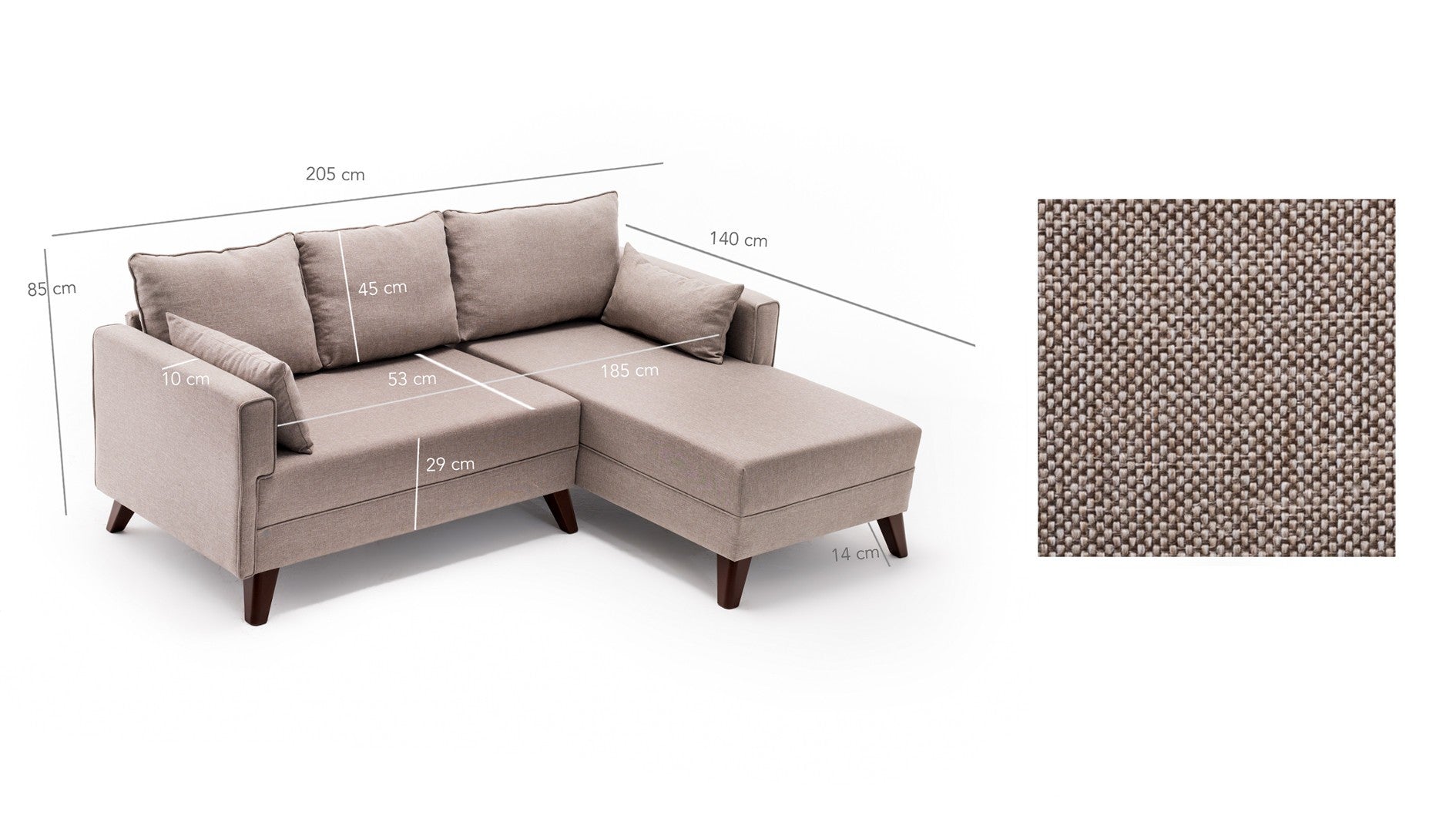 Bella – Cream L Shaped Corner Sofa Bed | Modular Sectional