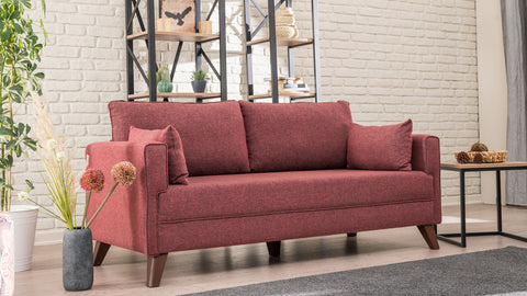 Bella – Claret Red 2 Seater Sofa | Compact Modern Couch for Two