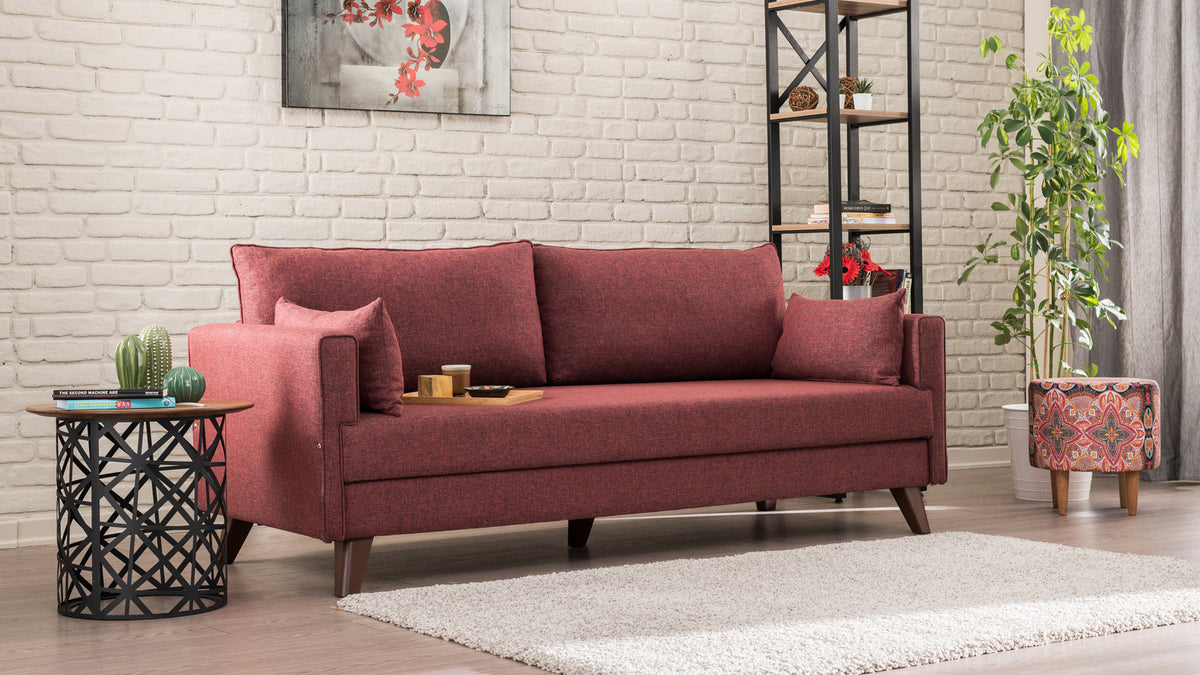 Bella Claret Red 3Seater Sofa Bed Large PullOut Couch for Guests
